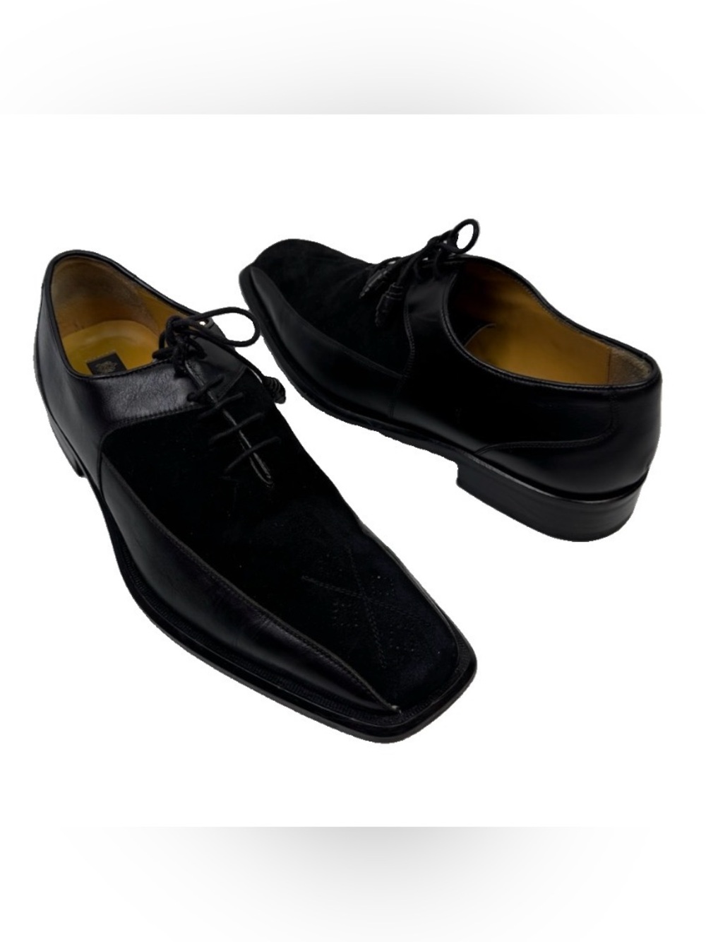 Mezlan Shoes Mens 8.5M Redford Black Suede Leather Square Toe Dress Oxfords Lace